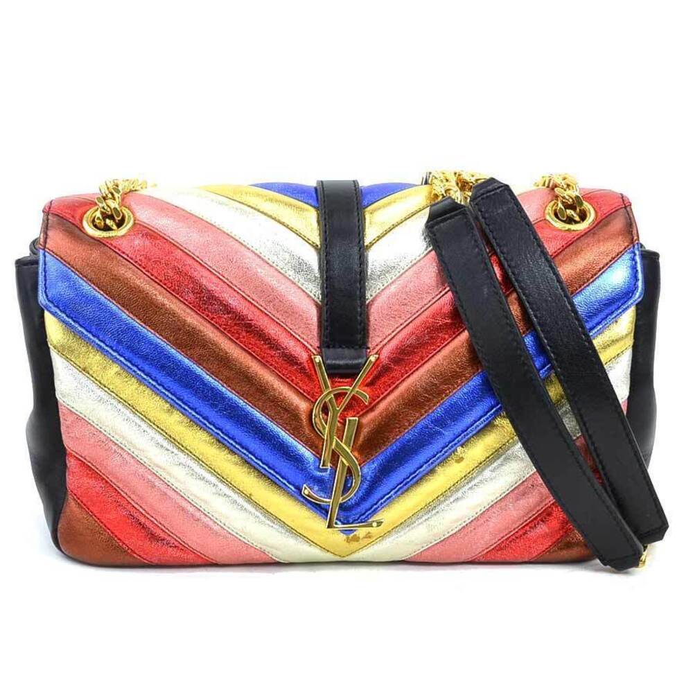 Saint Laurent shoulder bag leather black multicolor